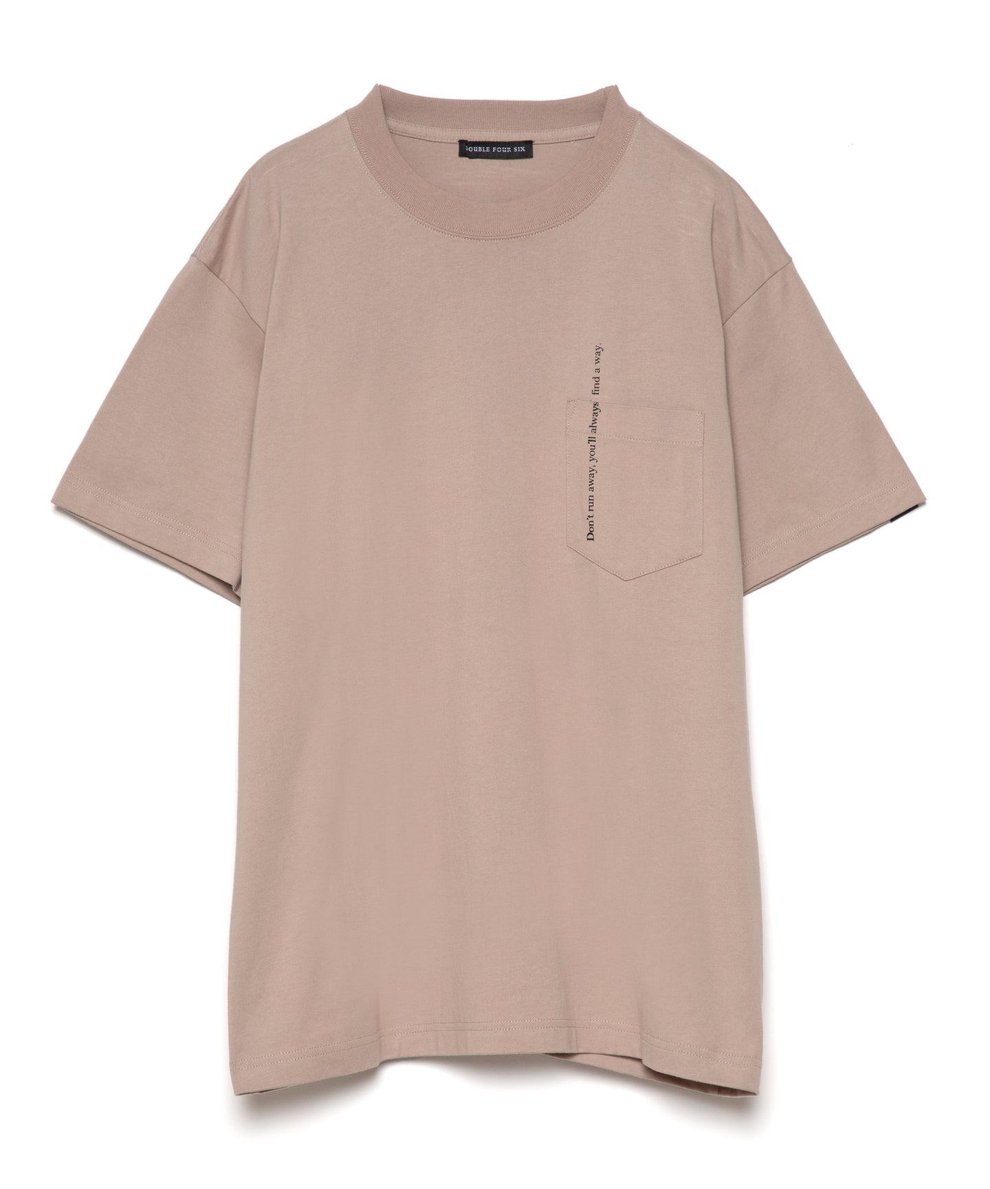 Message Print With Pocket T-shirt	Beige