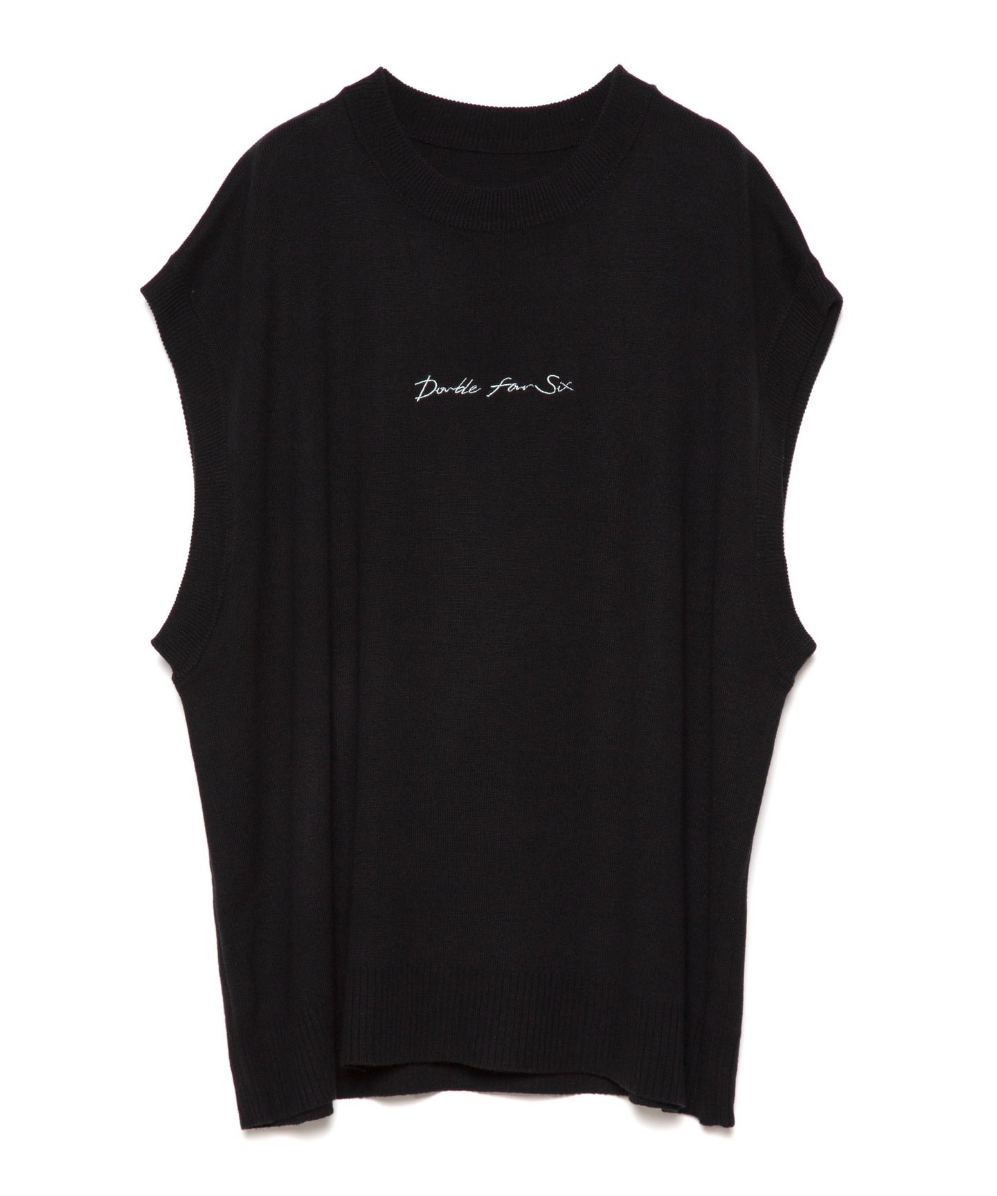 DOUBLE FOUR SIX-  Cursive Logo Sleeveless Vest Black