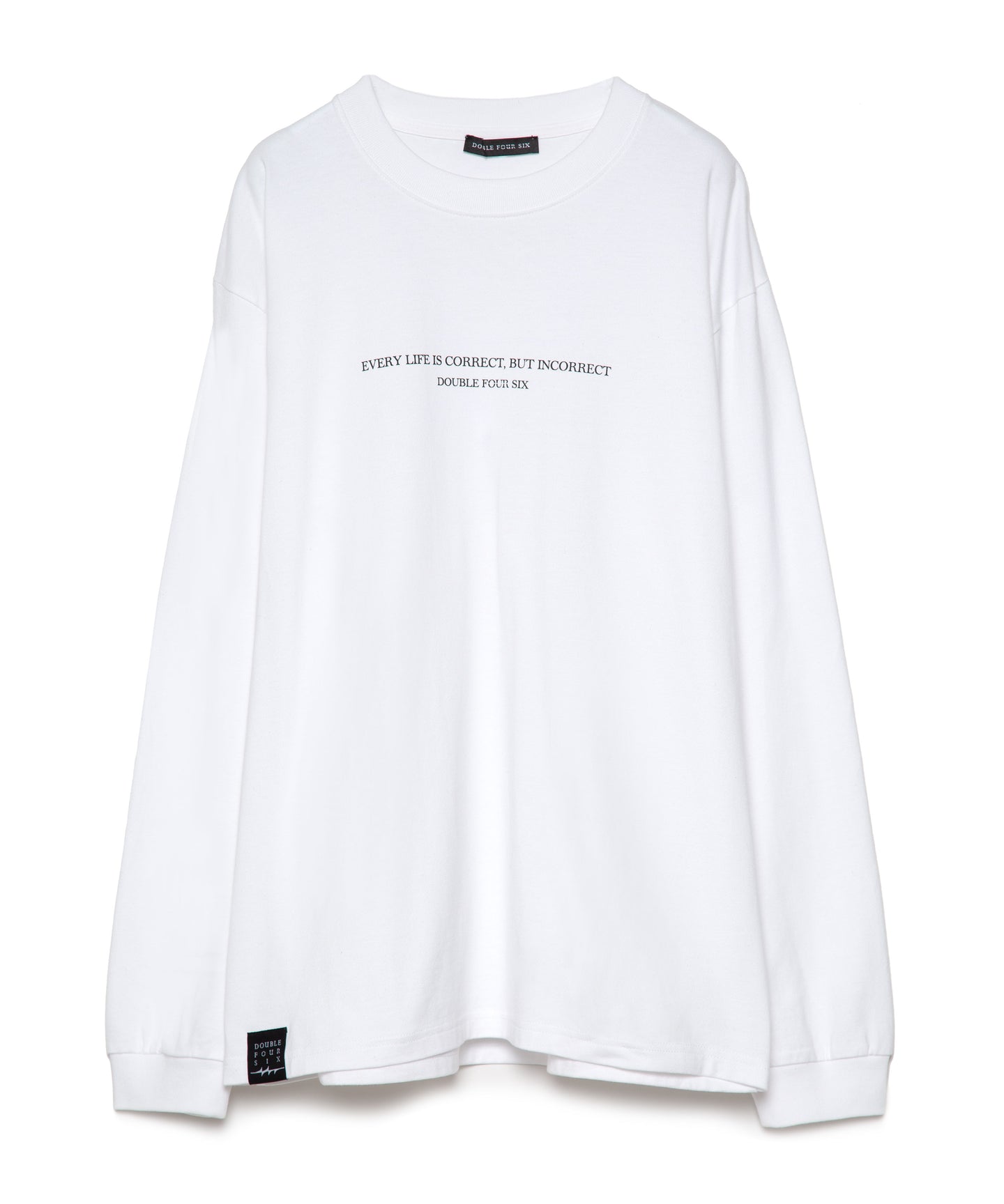 DOUBLE FOUR SIX- Message Print Long Sleeve T-shirt White