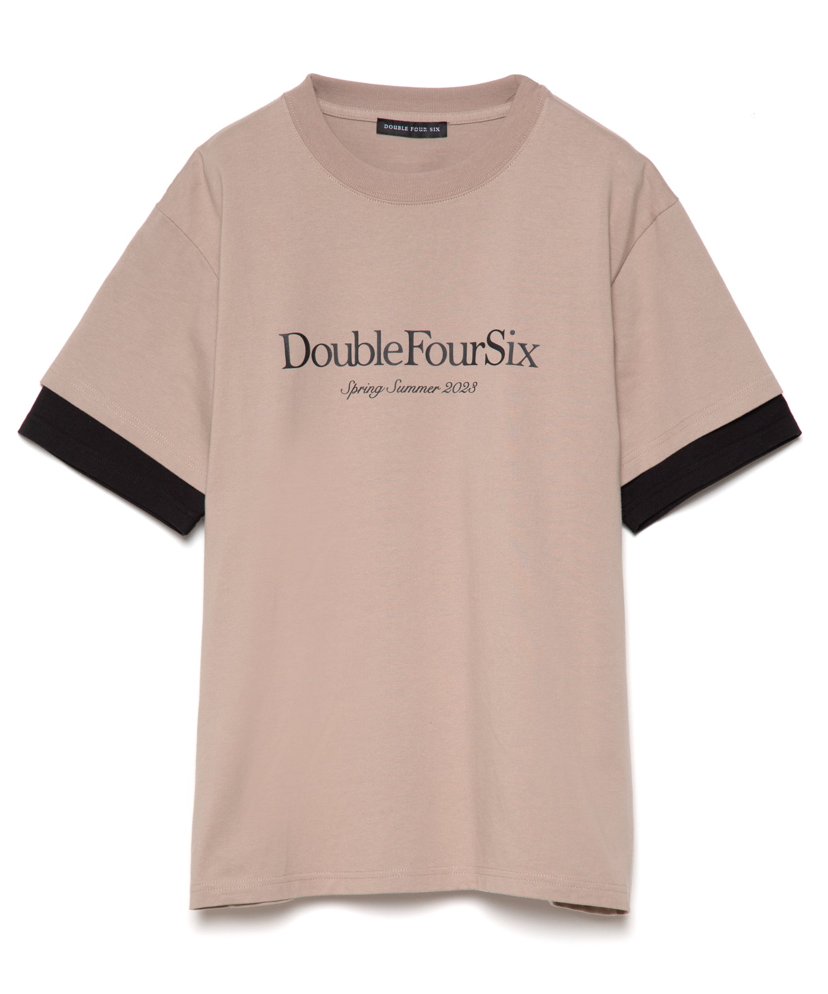 数量限定商品】DOUBLE FOUR SIX- Layered Sleeve T-shirt Beige×Black