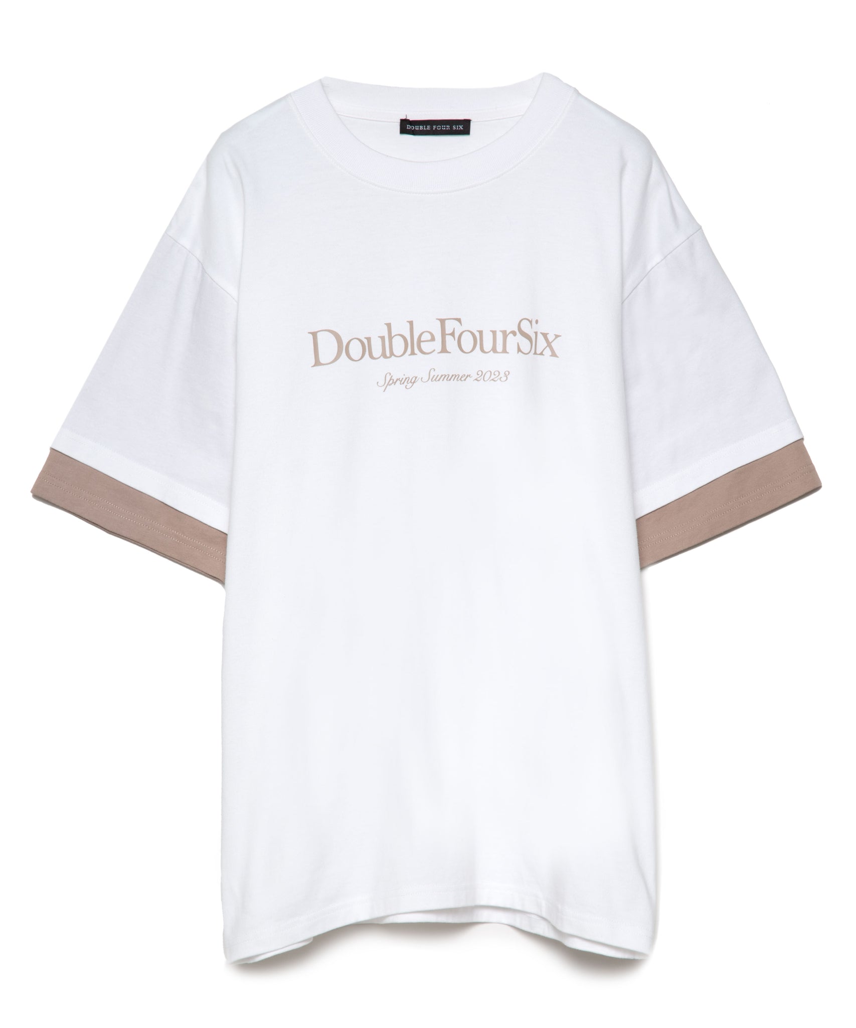数量限定商品】DOUBLE FOUR SIX- Layered Sleeve T-shirt White×Beige