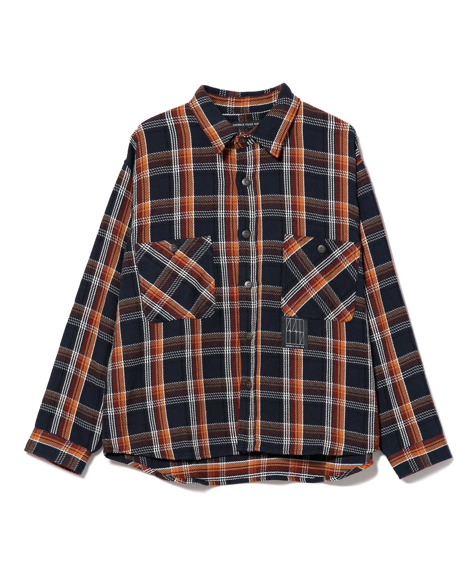 446 Emblem Checkered Shirt navy – 446 - DOUBLE FOUR SIX -